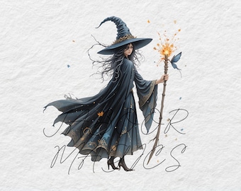 Watercolor Witch Clipart Bundle, Junk Journaling, Scrapbooking (Digital Download)