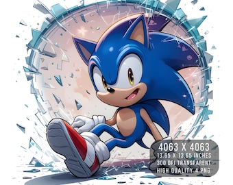 Sonic Hedgehog PNG – Sublimation Design, High Resolution (Digital Download)