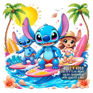 4 PNG Stitch Summer Digital design PNG file for sublimation - High Resolution -Instant Digital PNG Download