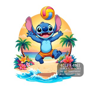 4 PNG Stitch Summer Beach  Digital design PNG file for sublimation - High Resolution -Instant Digital PNG Download