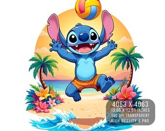 Stitch Summer Beach PNG – Diseño digital, sublimación (descarga digital)