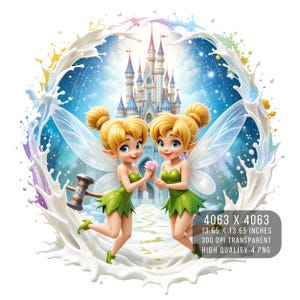 4 PNG Tinkerbell fairies Watercolor Splash  Digital design PNG file for sublimation -High Resolution -Instant Digital PNG Download