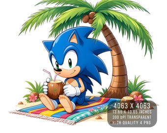 Sonic Hedgehog Summer PNG – Beach Vacation Clipart (Digital Download)