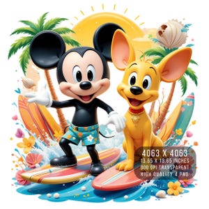 4 PNG Mickey Mouse and Minnie Splash and Watercolor Digital design PNG file for sublimation - High Resolution -Instant Digital PNG Download