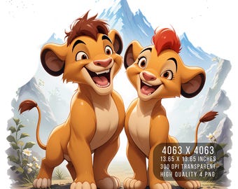 Watercolor Lion Cubs PNG Clipart – Splash Digital Design (Digital Download)
