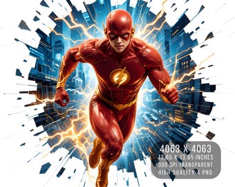 Flash Superhéroe PNG – Arte de fan en acuarela, sublimación (Descarga digital)