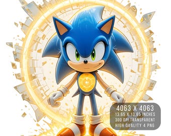 Sonic Hedgehog PNG – Sublimation Design, High Resolution (Digital Download)