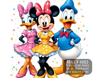 Daisy, Donald, Pluto Watercolor Splash PNG – Digital Design (Digital Download)