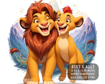 Lion King PNG – Watercolor Splash, Simba and Nala (Digital Download)