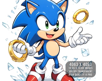 Sonic Hedgehog PNG – Sublimation Designs, High Resolution (Digital Download)