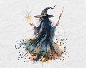 Witch Magic Watercolor Clipart Bundle, Fantasy Art (Digital Download)