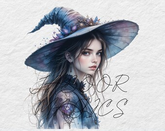 Witch Magic Watercolor Clipart, Junk Journaling (Digital Download)