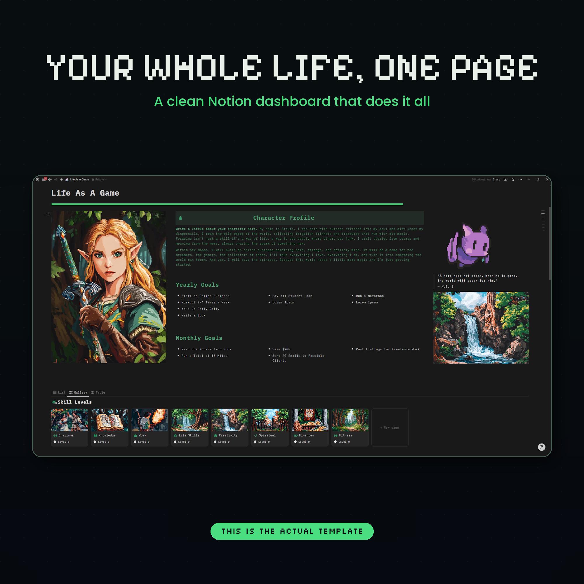 Gamify Your Life Notion RPG Template Planner: Quest Tracker, Habit ...