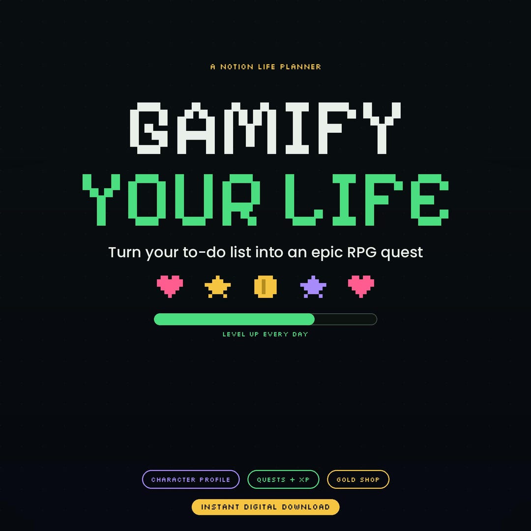 Gamify Your Life Notion RPG Template Planner: Quest Tracker, Habit ...
