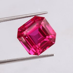 AAA 12 MM Mozambique Pegion Blood Red Ruby Loose Asscher Gemstone Cut, Loose Ruby Cut Stone Top Quality Genuine Jewelry Making Tools & Ring