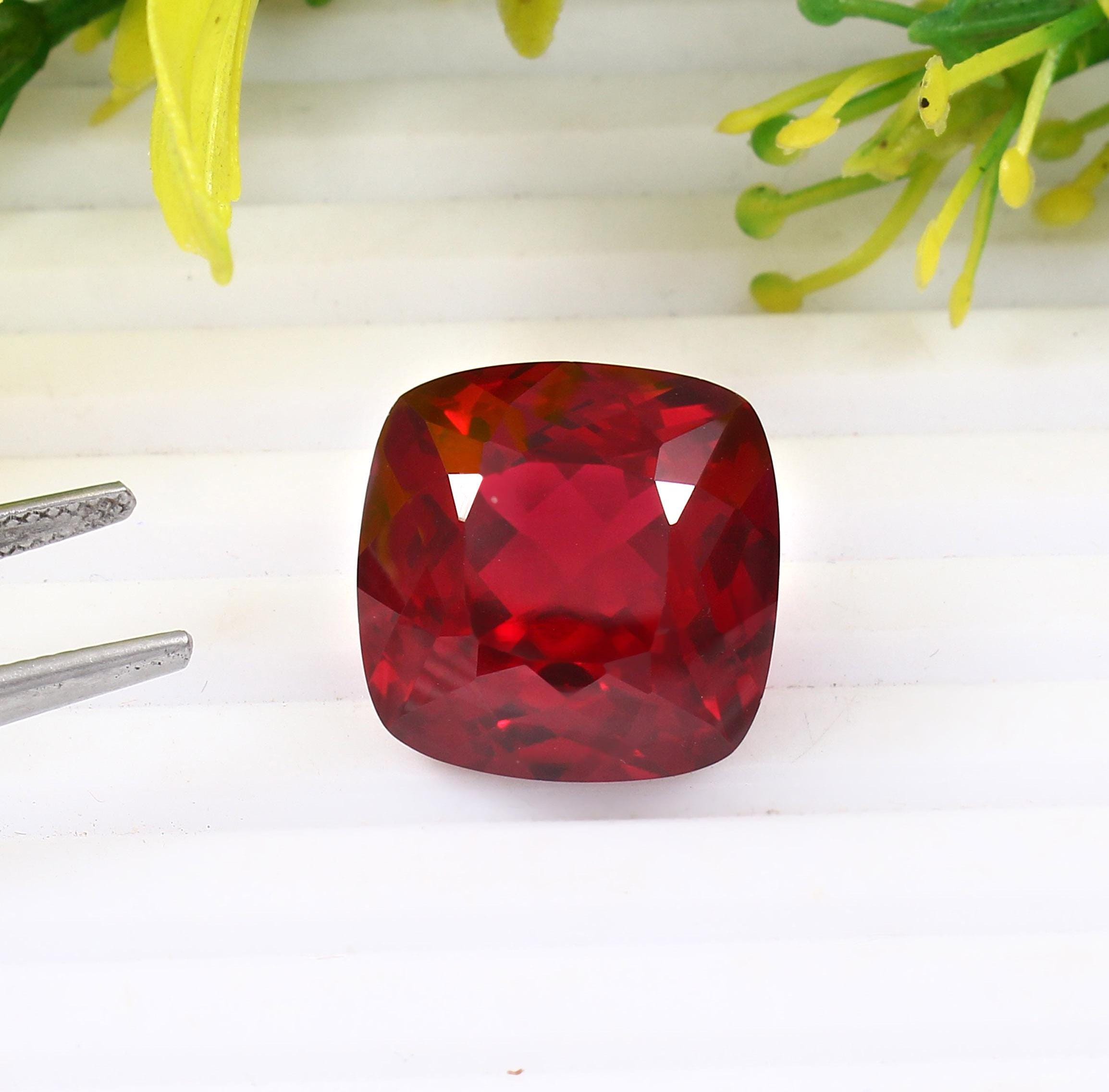 AAA 16 MM Mozambique Red Ruby Loose Cushion Gemstone Cut, Transparent Pegion Ruby Cut Stone Genuine Ruby Jewelry Making Tools & Ring 23.50CT