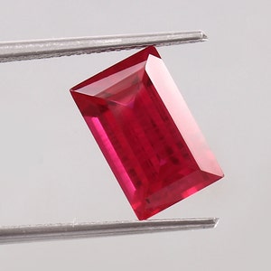 AAA 5.65 Ct Mozambique Blood Red Ruby Gemstone Cut, Transparent Ruby Loose Emerald Cut Stone For Valentine&#39;s Jewelry Making Tools & Ring Raw