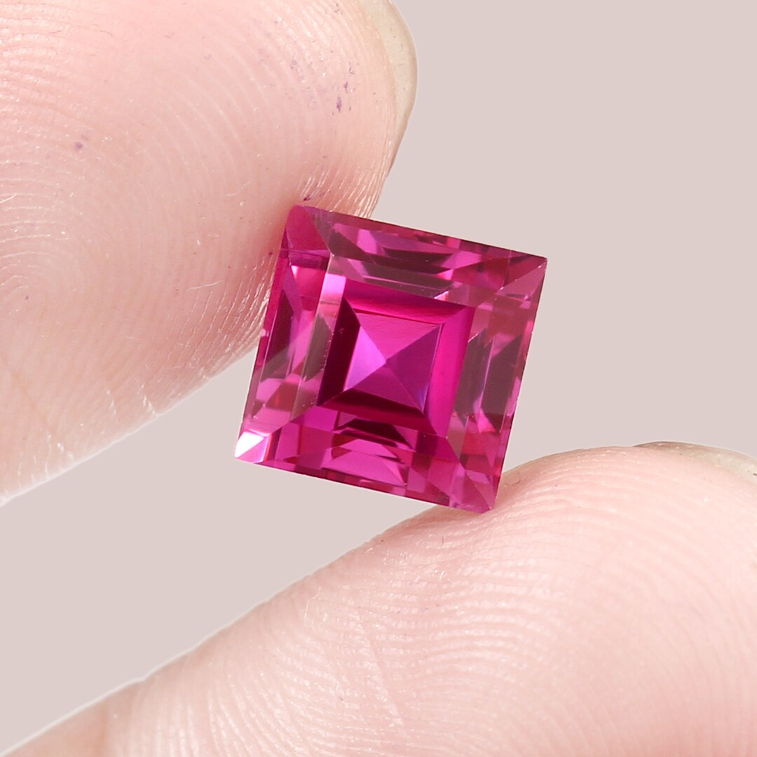 AAA 8mm Rubellite Tourmaline Gemstone Princess Cut, Tourmaline Jewelry ...