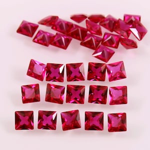 AAA Mozambique Blood Red Ruby Loose Square Gemstone Cut, Ruby Princes Cut MM Size Loose Cut Stone Top Quality Jewelry Making Tool & Ring Raw