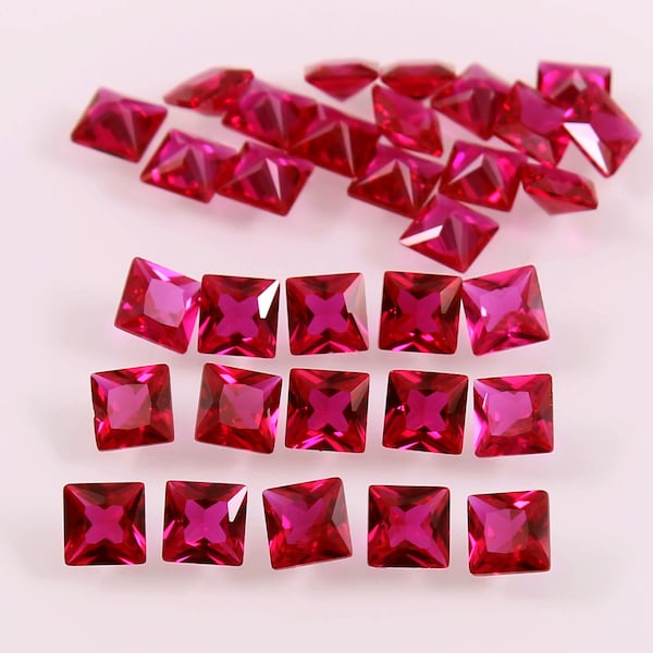 AAA Mozambique Blood Red Ruby Loose Square Gemstone Cut, Ruby Princes Cut MM Taille Loose Cut Stone Top Quality Jewelry Making Tool & Ring Raw