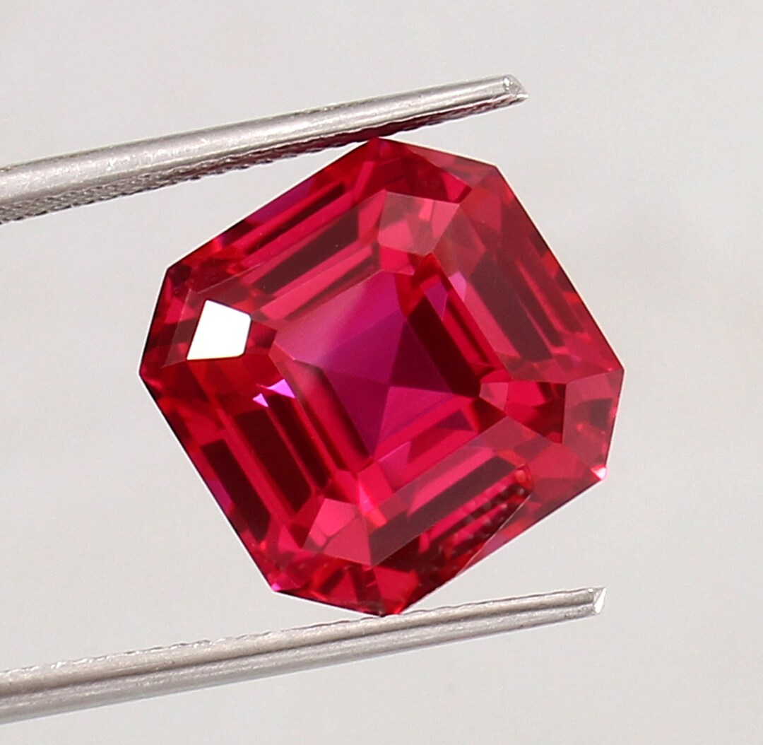 A Bleeding Ruby AAA 15.15 Carat Mozambique Blood Red Ruby Loose Asscher Gemstone Cut ...