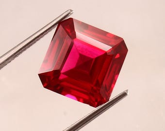 AAA Mozambique Pigeon Blood Ruby Asscher Cut, 12mm Loose Gemstone For Jewelry Making Product