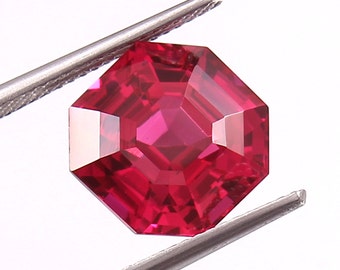 AAA Blood Red Ruby, Loose Asscher Cut Gemstone (20 MM) For Jewelry Making Product