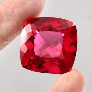 AAA 57.40 Carat Mozambique Blood Red Ruby Loose Cushion Gemstone Cut Loose Ruby Stone Top Quality Genuine Jewelry Making Tool & Raw 23.50 MM