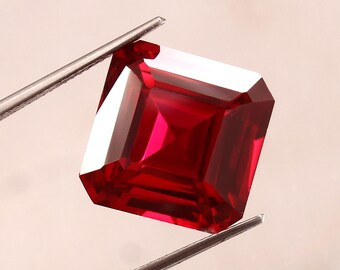 AAA Mozambique Pigeon Blood Ruby Loose Asscher Cut Gemstone 16mm For Jewelry Making Product