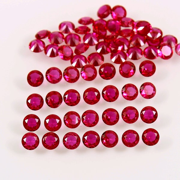 AAA Mozambique Blood Red Ruby Loose Round Gemstone Cut, Ruby MM Size Loose Round Cut Stone Top Quality Ruby Jewelry Making Tool & Ring Raw