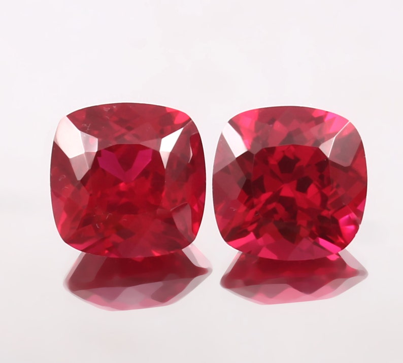 Flawless Mozambique Blood Red Ruby Cut, Cushion Gemstone Pair (10mm, 12 ...