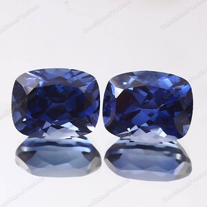AAA 10x8 MM Flawless Ceylon Blue Sapphire Loose Gemstone Cut, Cushion Cut Matched Pair Sapphire High Quality Jewelry Making Tools & Earrings