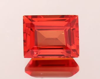 AAA 3.80 Carat Orange Sapphire Emerald Cut Loose Gemstone, September Birthstone Jewelry Making Product