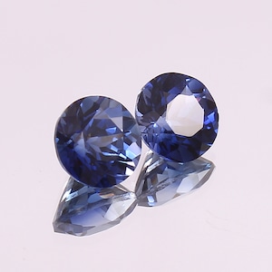 AAA Grade 8 MM Ceylon Blue Sapphire Loose Round Gemstone Cut Stone, Round Matched Pair Sapphire High Quality Jewelry Making Earrings & Raw