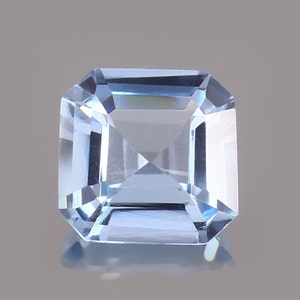 AAA 10 MM Flawless Brazilian Aquamarine Gemstone Cut, Loose Asscher Cut Aquamarine Stone Genuine Jewelry Making Tools & Ring 4.00 Carat