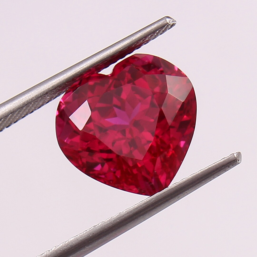 AAA Blood Red Ruby, 12mm Heart Cut Loose Ruby Gemstone for Jewelry ...