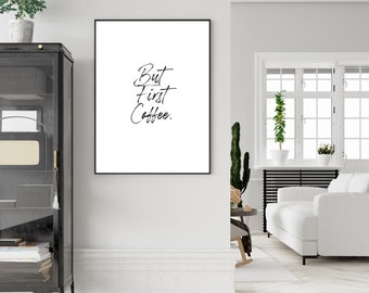 Ma prima caffè, cartello del caffè, poster del caffè, arredamento cubico, arredamento dell'appartamento, stampa bar, segno di cucina minimalista, arte murale stampabile