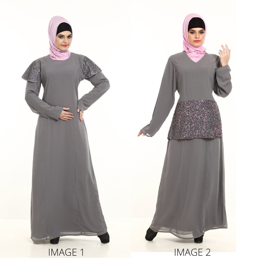 Bibayas Pret Embroidered Georgette 2 Piece Lavendar Haze Abaya