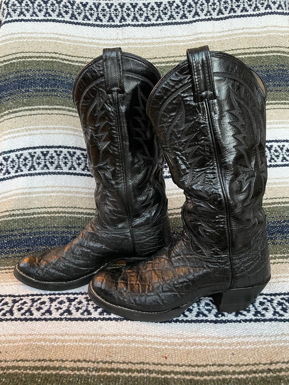 Vintage Black Label Tony Lama Western Cowboy Boots
