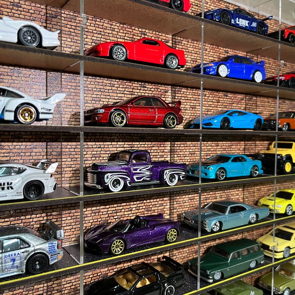 Vitrine murale à l'échelle 1/64 pour 28 voitures moulées sous pression, support mural de rangement pour voitures à vendre - LIVRAISON GRATUITE - Pour Hotwheels