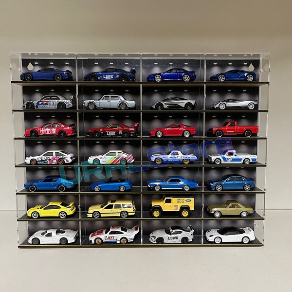 1/64 Scale Display Case for 28 Diecast Cars Storage Wall Stand Rack Organizer for Sale - FREE SHIPPING - For Hotwheels - Spot Version