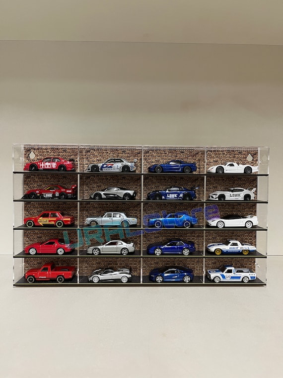 Vitrine murale en acrylique pour trois voitures miniatures à l'échelle 1:18