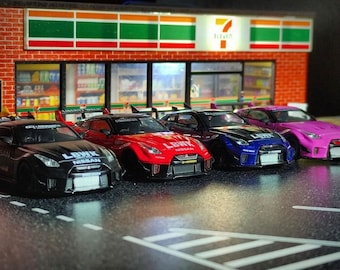 Pour voitures moulées sous pression à l'échelle 1:64 - Épicerie Diorama du 11 juillet et parking à vendre - Pour Hotwheels Majorette Greenlight, etc.