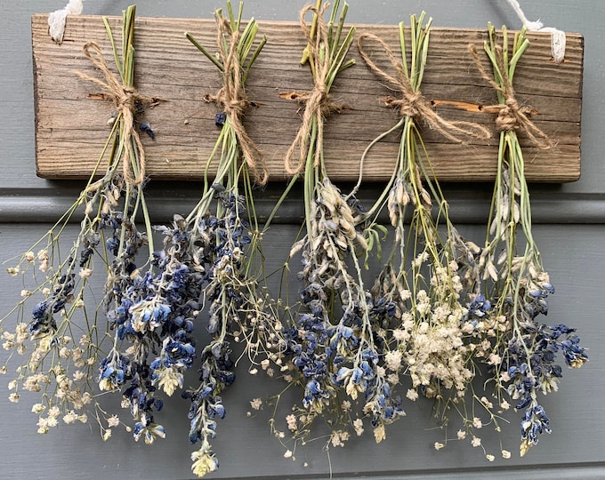 Deep in the Heart of Texas Dried Bluebonnet & Baby's Breath Hanging Flower Rack