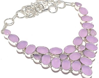 Collar de cuarzo rosa en plata de ley 925 / Colgante con piedra preciosa curativa