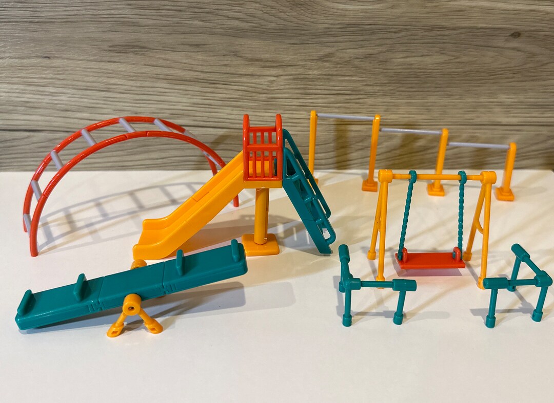 Dollhouse Miniature Park Playground Playset Park Equipment Slide Swing