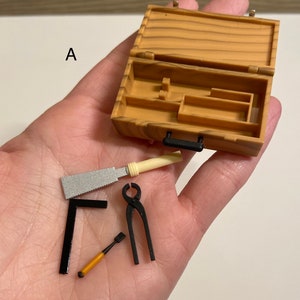 Dollhouse Miniature Tool Box and Tools,mini Tools Set of 8 for Dollhouse or  Miniature Outdoor Garden,scrapbook Embellishment Scale Miniature 