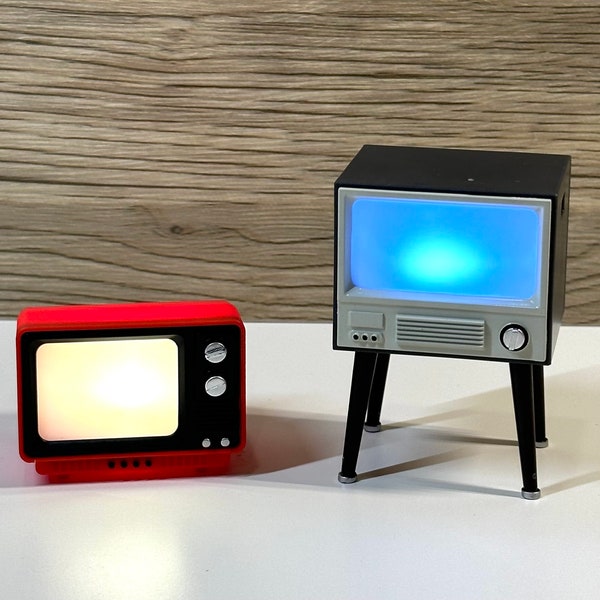 Dollhouse Miniature Retro Style Television with light Dollhouse Living room Tv