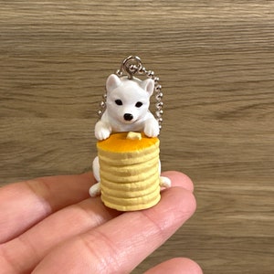 Miniature dog with pancakes zipper charm Novelty Gift