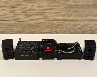 Dollhouse miniature DJ equipment Disco Dance Party Muisc equipment turntable DJ Mixer Speaker Headphone